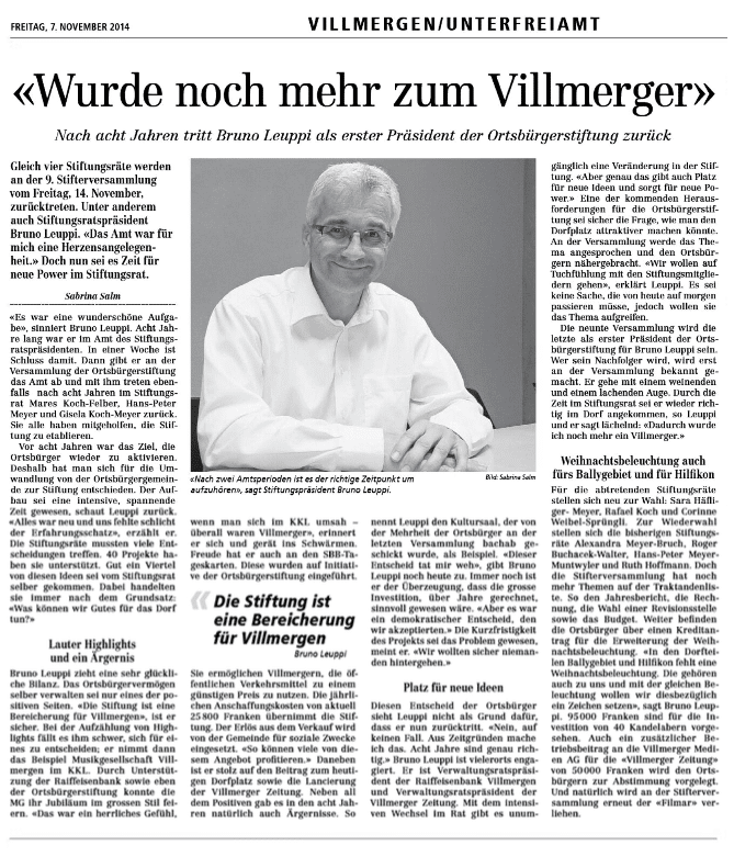 Ortsbuergerstiftung-Villmergen-Pressemitteilung-2014-Bruno_Leuppi_AZ_07112014
